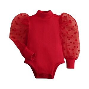 ✅4/25$✅ Red 12-18 months baby red chic polka dot‎ ribbed bodysuit